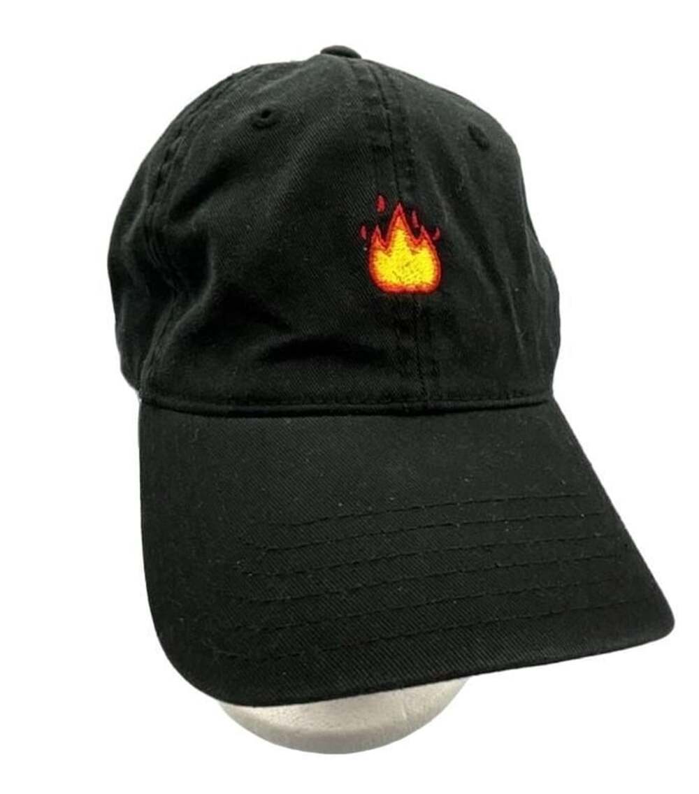OTTO Fire Emoji Embroidered Dad Hat Black Cotton